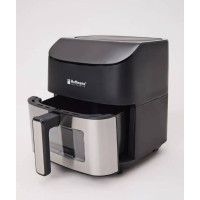 Аерофритюрниця Hoffmans HM-785 8 Л 2000 Вт з LCD-дисплеєм та сенсорною панеллю, безмасляна електрична фритюрниця-аерогриль чорного кольору з металевими вставками, мультипіч для здорового приготування